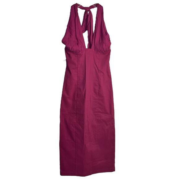 BHLDN Dark Purple Halter Midi Dress Size Small Wedding Guest or Special Occasion - Picture 2 of 11